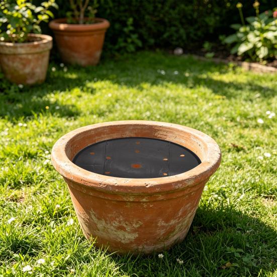 Round Planter Insert Plant Pot Insert Disc with Drainage Holes Flower Pot Filler Insert Less Potting Soil for Large Round Planters Indoor Outdoor Use