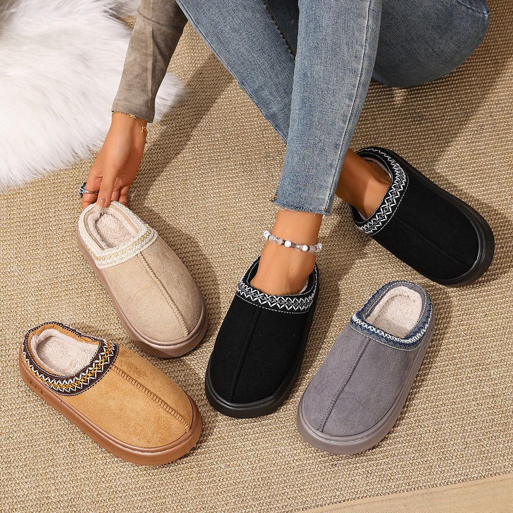 Cotton Slippers Autumn and Winter Home Slippers Outdoor Non-slip Cotton Slippers Warm Plush Indoor Home Thick Bottom