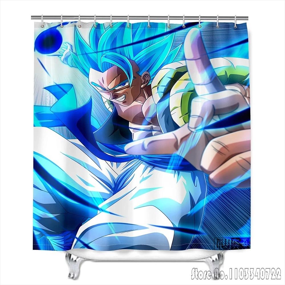 Anime Dragon Ball Burdock Broli Goku Vegeta Iv Bath Shower Curtain Waterproof 3D With Hooks For Kids Bathroom Bathtub Decoration