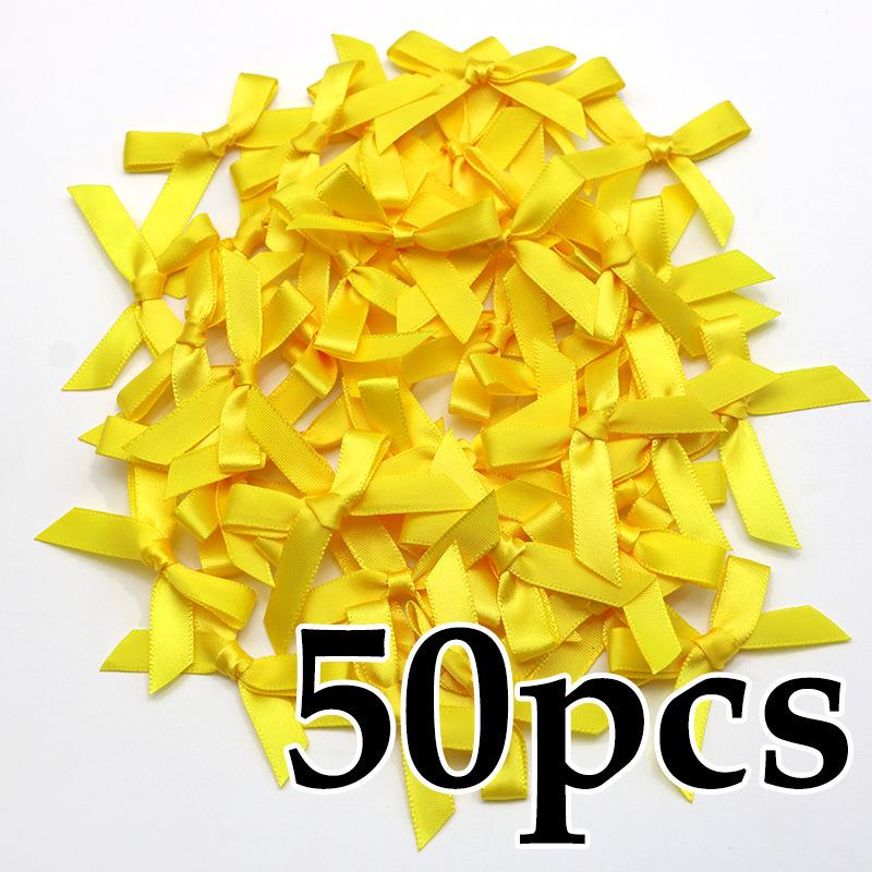 (50-Pack) 4x4cm Hot Pink Polyester Satin Ribbon Bows for DIY Crafts