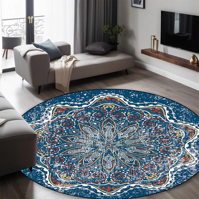 Round Short Pile European Carpets for Living Room Decoration Rugs for Bedroom Decor Carpet Non-slip Area Rug Persia Floor Mats