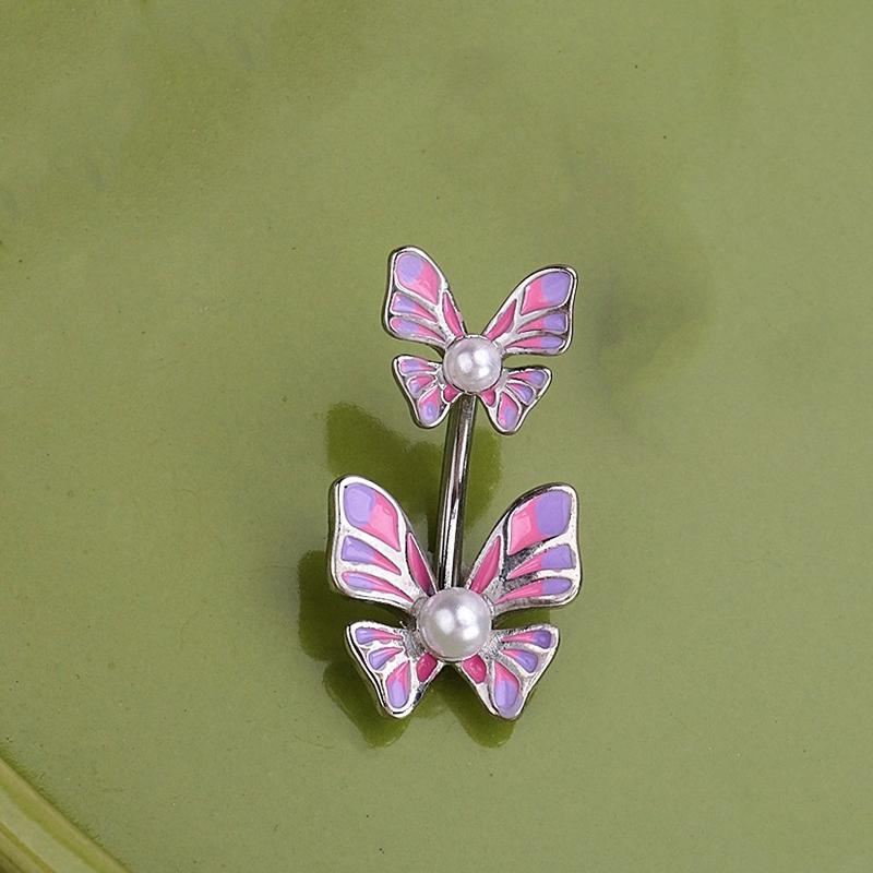 Sweet Dinosaur Navel Ring Zircon Heart Strawberry Belly Button Ring For Women Body Piercing Decor Vacation Leisure Beach Jewelry