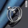925 Sterling Silber Doppel glatt 8mm Perle Kugel Ring modische Hochzeit Schmuck
