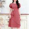 ZANZEA Women Casual Round Neck Summer Short Sleeve Dress