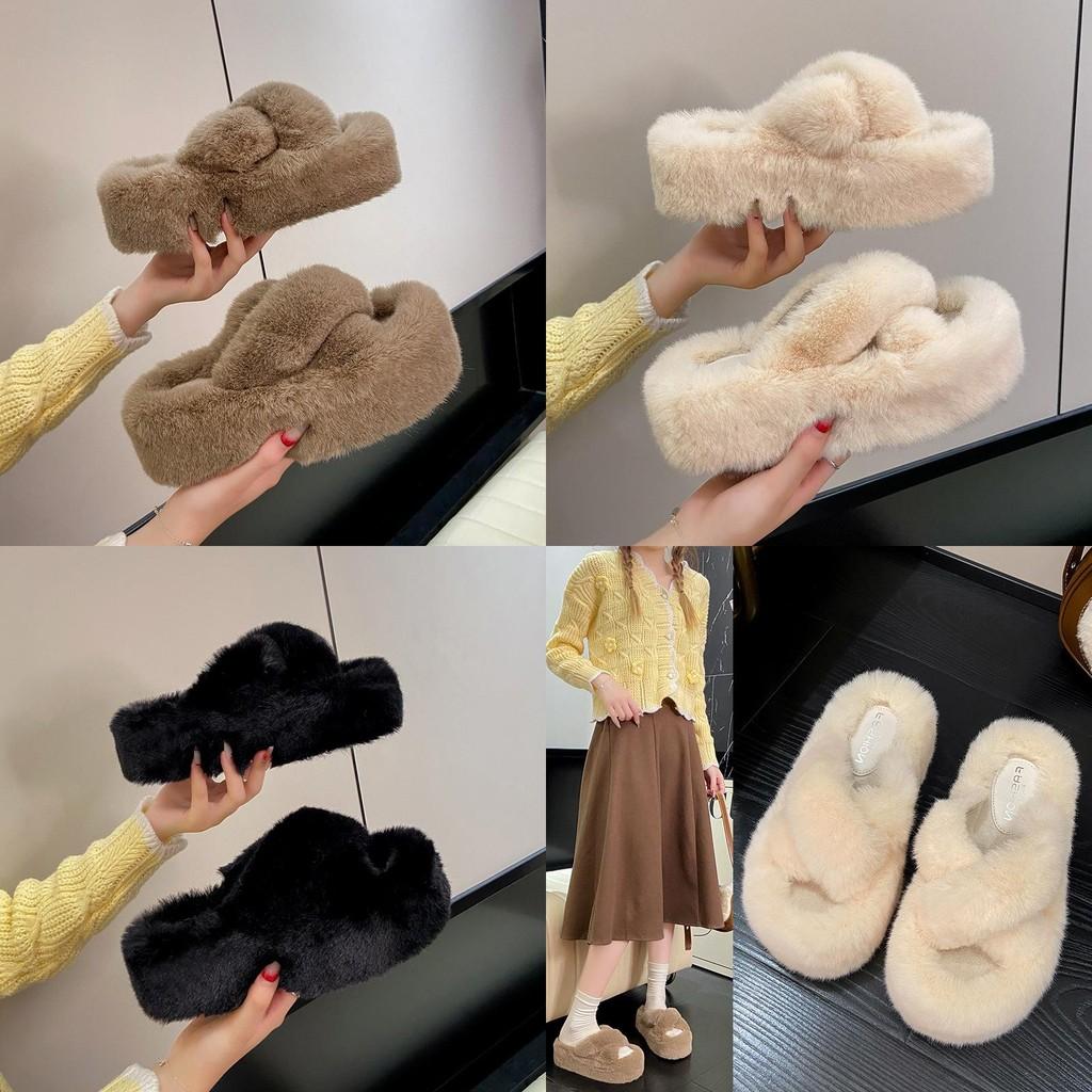Stylish Thick Sole Plush Slippers For Women Summer Fashionable Casual Slide Sandals Comfortable And Non-slip Design