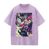 JoJo's Bizarre Adventure Jotaro Kujo Graphic T Shirt Men Women Washed Cotton Tshirts Vintage Casual Clothing Anime Streetwear