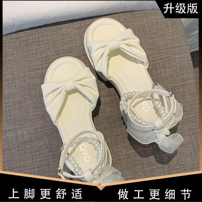 [16,000 Collection] Bow Sandals Ladies Temperament Pearl Fairy Wind