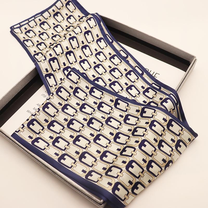 Langer Seidenschal Damen Sommer Kleiner Seidenschal Druck Simulation Seide Bindetasche Streamer Professioneller Kleiner Schal