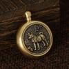 Brass Zodiac Fortune Keychain with Rotating Pendant and Handle
