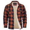 MMen's Fleece Plaid Flannel Shirt Jacket Button Up Casual Cotton Jacket Thicken Warm Spring Work Coat Sherpa Outerwear