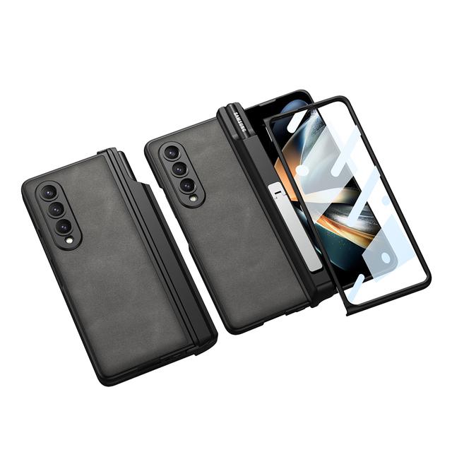 

Держатель ручки кронштейн для Samsung Galaxy Z Fold 4 чехол матовая кожа шарнир защитная пленка для экрана крышка for Galaxy Z Fold4(7.6 ) серый