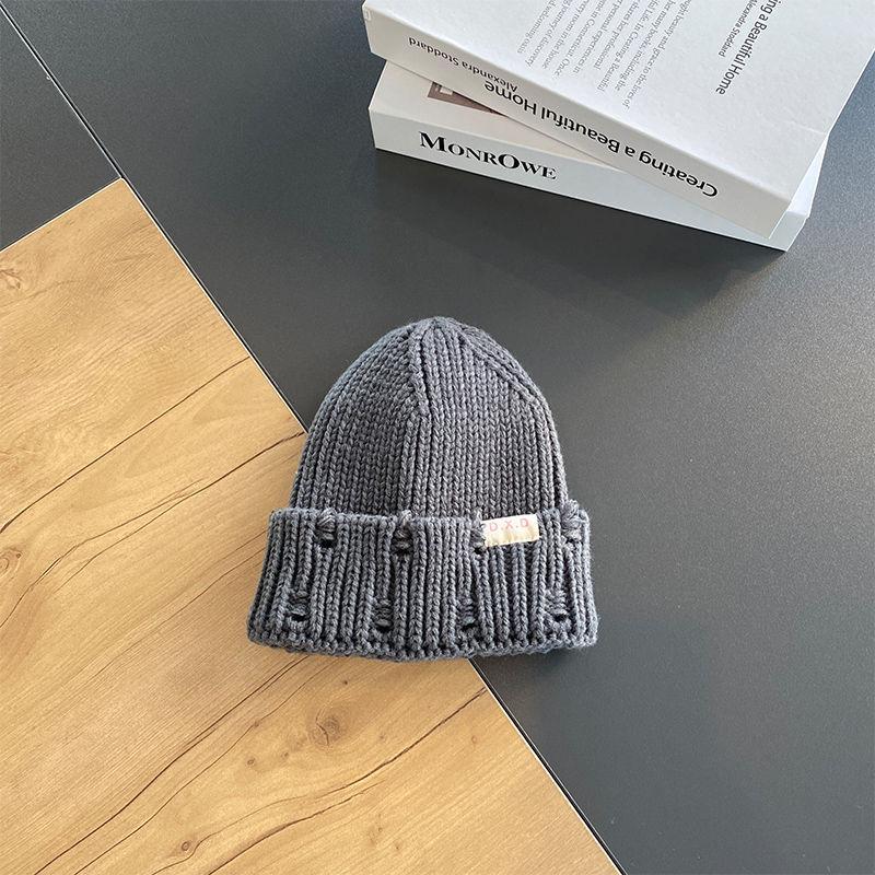 Children's Knitted Hats Autumn and Winter Boys' Woolen Hats  Trendy New Thin Baby Pullover Caps
