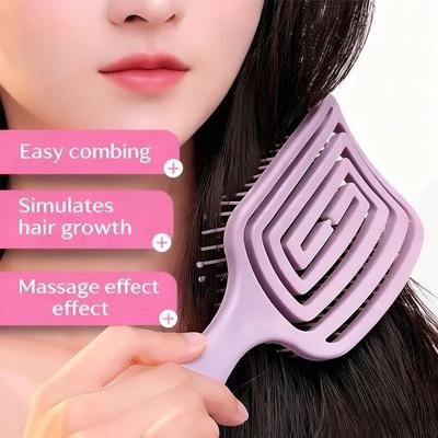 2-in-1 Professional Scalp Massage Comb Hair Styling Brush Square Hollow Design for Quick Blow Drying Scalp Care and Healthy Hair