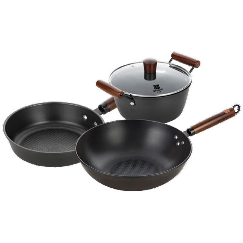 Sanhe Nitrided Hammered Iron Wok Set