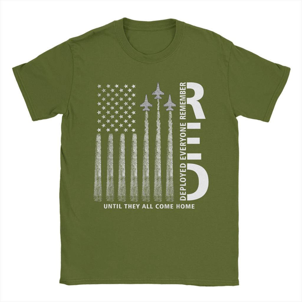 Remember Everyone Deployed RED Friday Military American Flag Unisexs T Shirts Tees Short Sleeve Round Neck TShirts Clothing