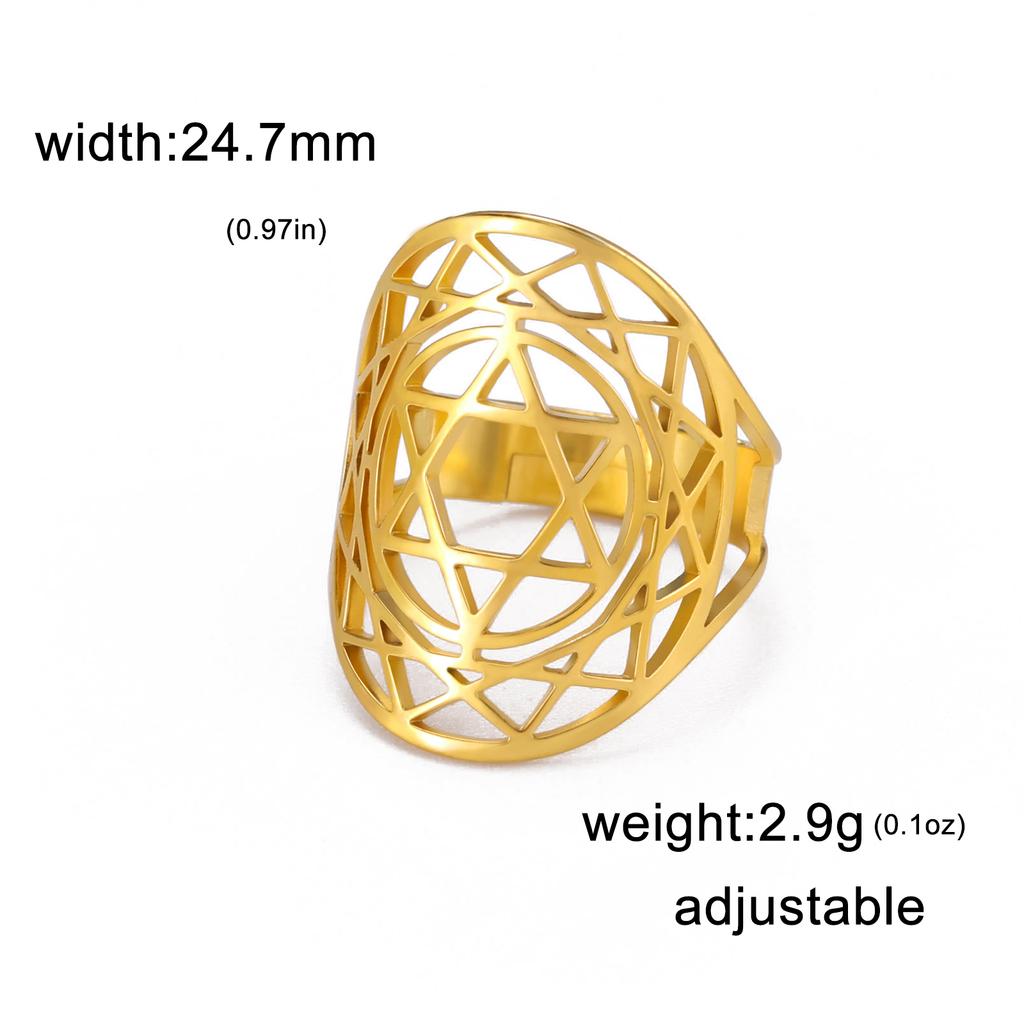 COOLTIME Witch Knot Men Rings Stainless Steel Adjustable Geometric Flower Finger Rings for Women Jewelry Gift