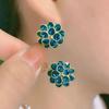 Exquisite Geometric Flower Diamond Stud Earrings - Light Luxury Fashion Style