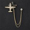 Men's Korean Style Eagle Guitar Brooch with Rhinestone Chain Badge