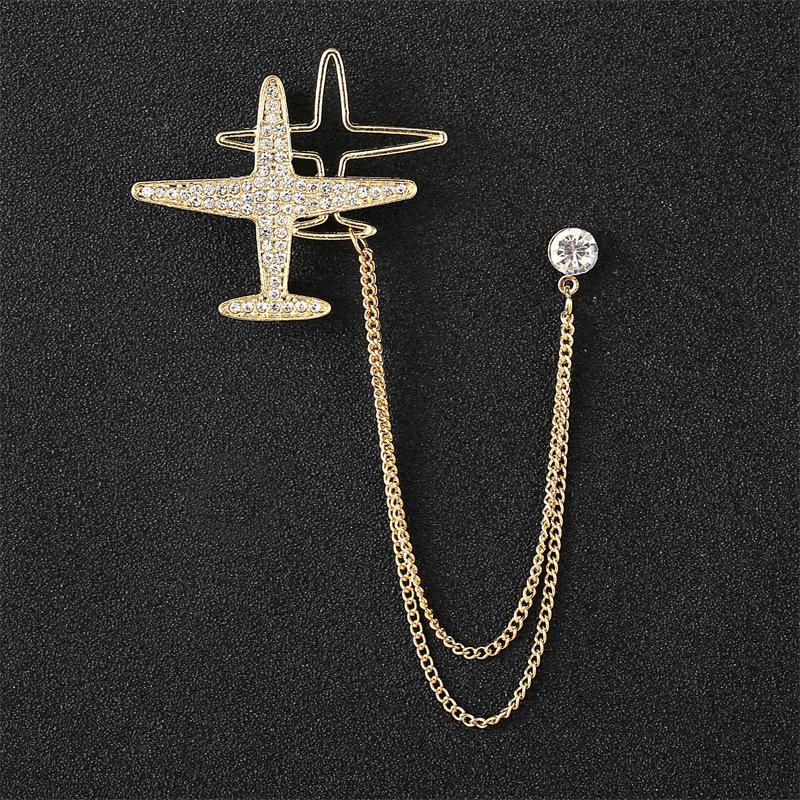 Men's Korean Style Eagle Guitar Brooch with Rhinestone Chain Badge