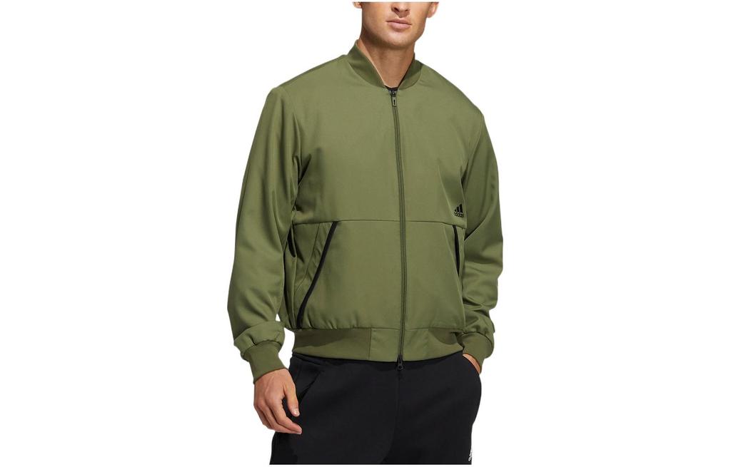 Adidas Logo Printed Pattern Zippers Fleece Lined Thermal Pilot Jackets & Coats Men's Green GP0979