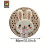Cute Bunny Round Rug Flannel Soft Non Slip Kids Room Decor Nursery Floor Mat Washable Cartoon Animal Design for Bedroom Bathroom