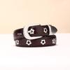 New Women's Retro Black Cowhide Leather Belt with Silver Buckle and Minimalist Design