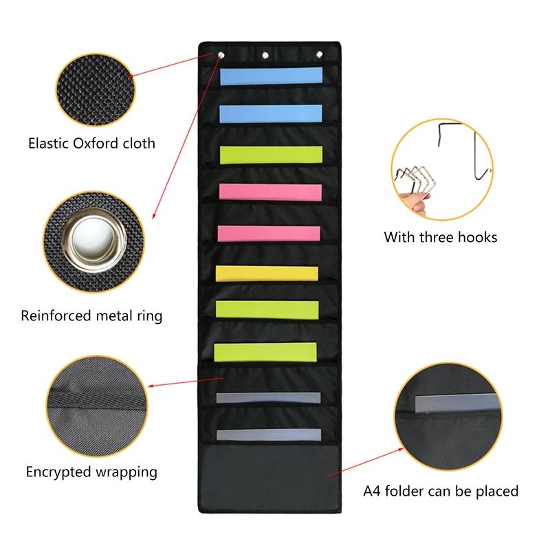 Wall Hanging File Organizer Folder Durable Tear Resistant Organization Pocket with 10 Pockets Heavy Duty Storage Bag