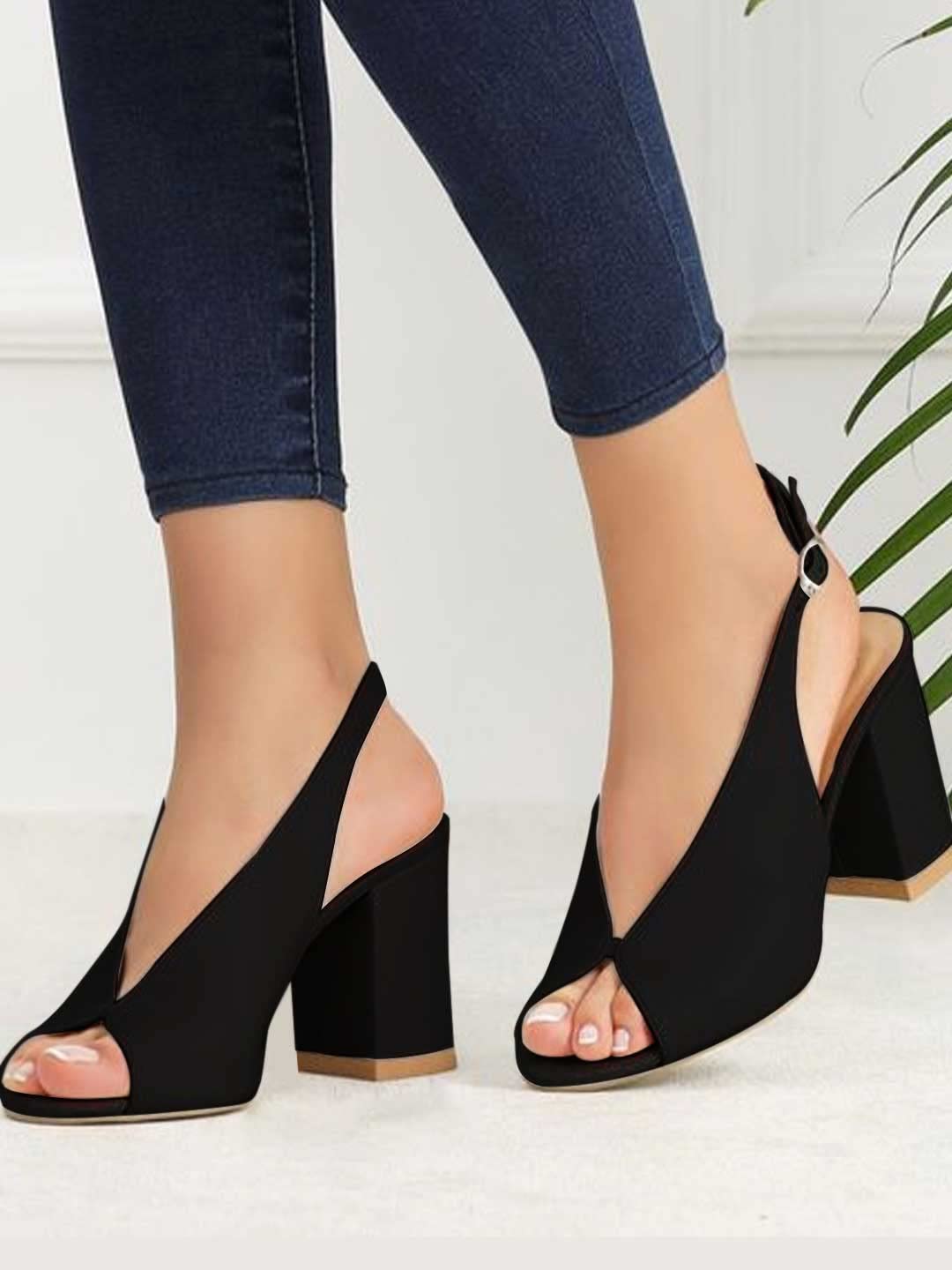 Женские сандалии Shoetopia на блочном каблуке Традиционный дизайн с современным комфортом EU39 : 23CM чёрный