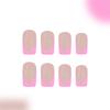 24x Artificial Nails Short Square Press On Nails Full Cover Stick on Nails French Tip False Nails Manicures Supplies