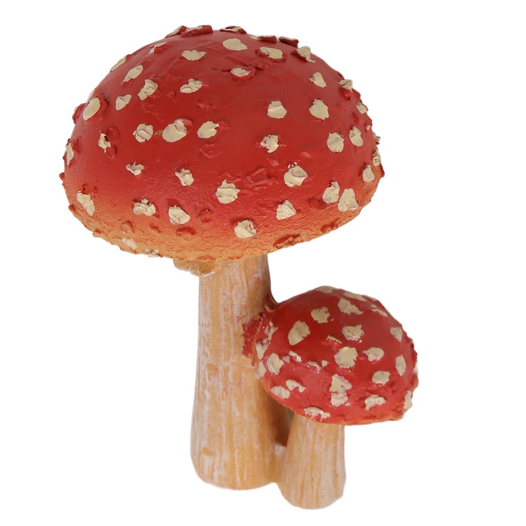 Pilz Dekoration 10 cm Hoch 2 Köpfig Niedlich Helle Farben Wetterfest Langlebig Harz Pilz Statue für Gartendekoration