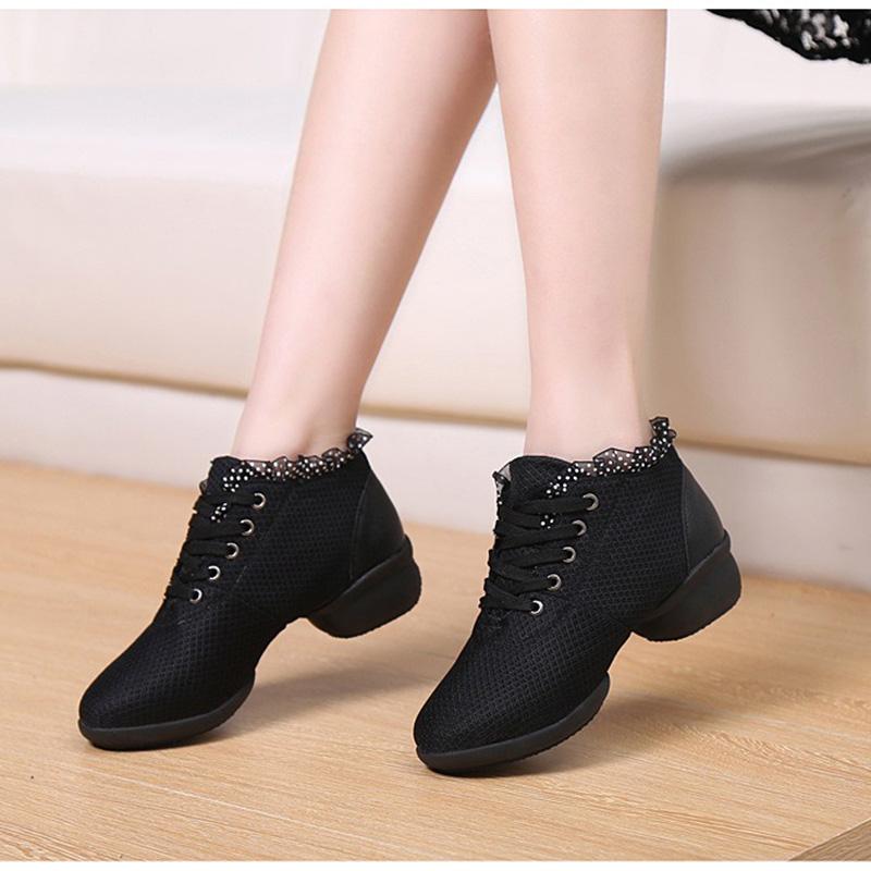 Breathable Mesh Rubber Sole Short Boots Sailor Dance Shoes Lace Up Soft Sole Latin Practice Shoes Teacher Shoes Square Dance Shoes