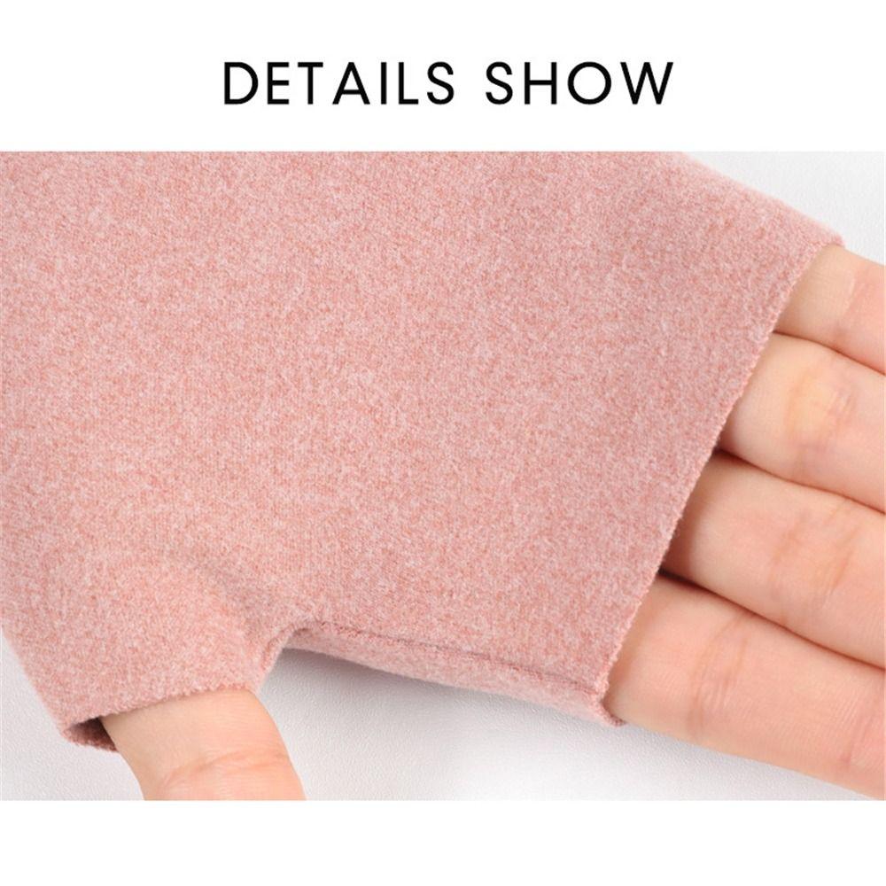 Winter Warmth Thick Knitted Gloves Plush Fingerless Mittens Half-finger