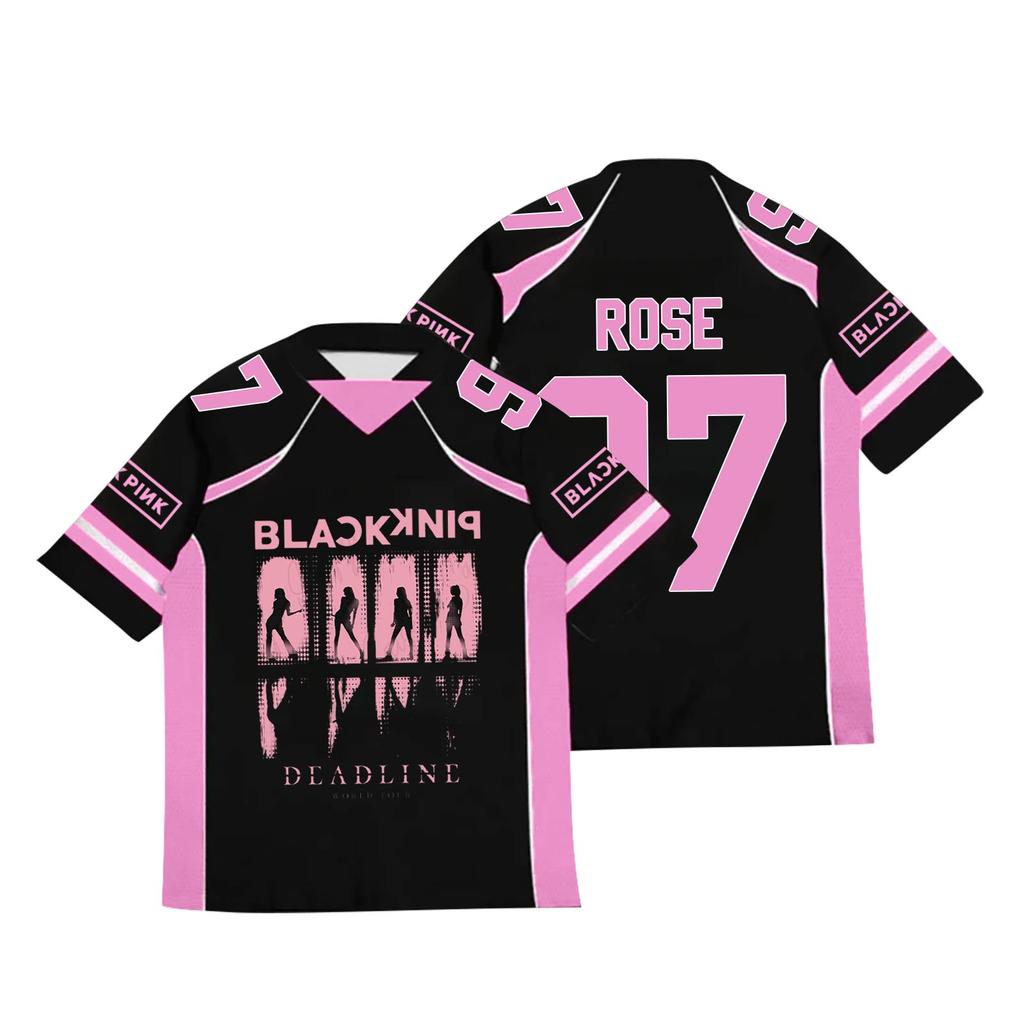 Women's V-neck Loose Printed Short-sleeved Baseball Jacket