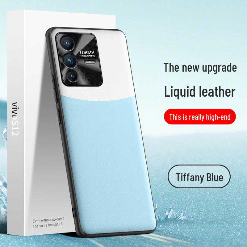 Anti-fall and Anti-fouling Liquid Leather Phone Case for Vivo S12. One-piece Protective Cover Available for Shipping.