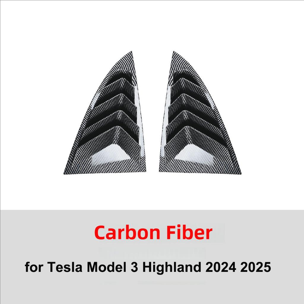Für Tesla Model Y Juniper 2025 Model 3 Highland 2025 Heckseitenfenster Jalousie Abdeckung Verkleidung Stilvolles Aussehen Dreieckige Lamellen Modifiziert