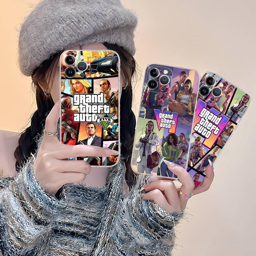 D-Decor T-Theft A-Auto G-GTA Video Game Phone Case For IPhone 17 16 15 14 13 12 11 Pro Max Plus Soft Cover Personalized DIY