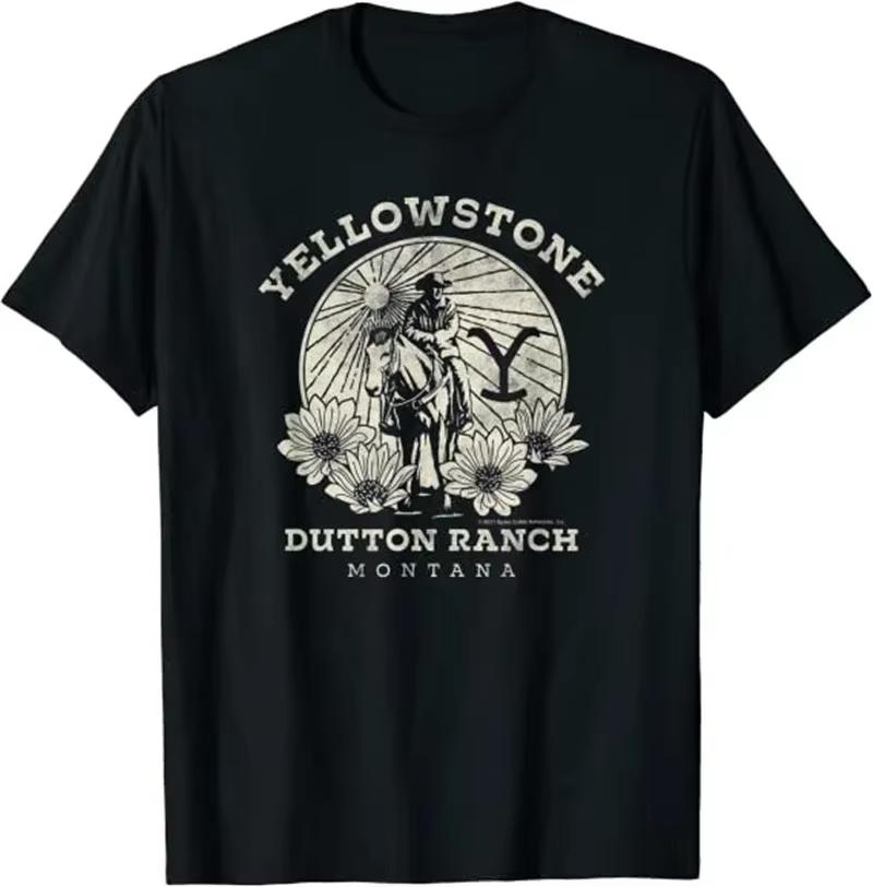 Yellowstone Dutton Ranch Montana Cowboy Horse T-shirt