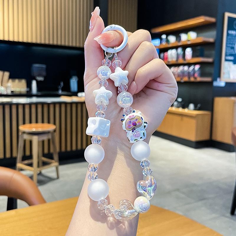Kawaii Cartoon Capybara Phone Chain For Girls Creative Beaded Keychian Bag Pendant Decoration Accessories Phone Lanyard Gifts
