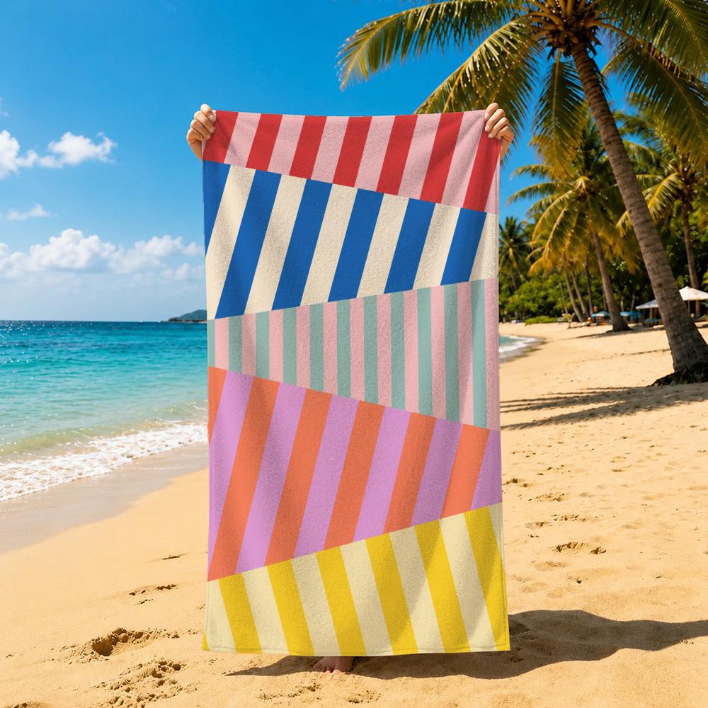M-MinimalStripedFabric Pattern Towel Towel Soft Pool Gift For Travel Gym Shower Cool Camping Quick Dry Sports Large Beach Towel