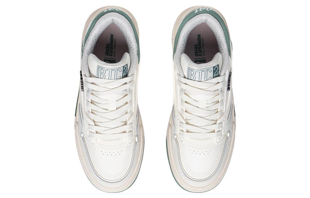 Li Ning 001 BTC Abrasion Resistant Breathable Low top Skateboard Shoes Women's White Green AGCT008-1