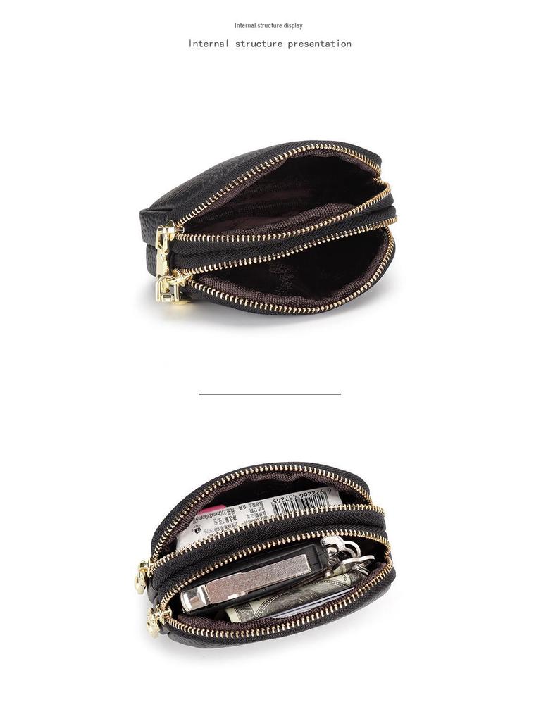 Damen Mini Clutch Geldbörse aus echtem Leder - Koreanischer Stil Mode Tasche für Lippenstift und kleine Gegenstände