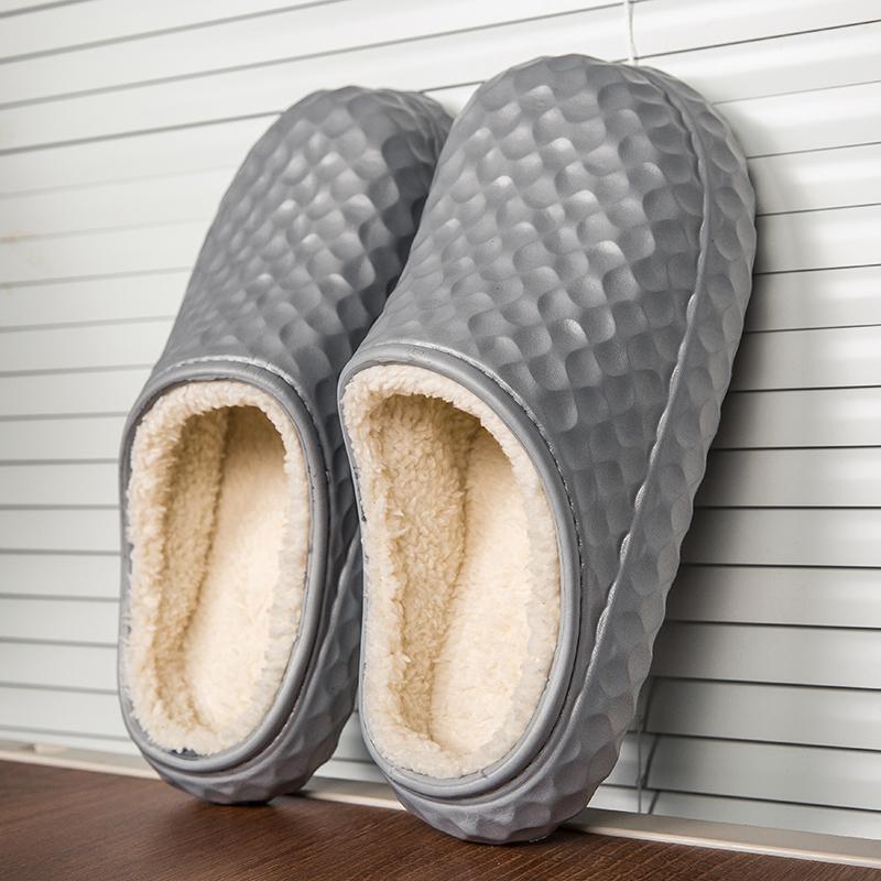 Men Warm Winter Cotton Shoes Women Warm Fur Home Slippers EVA Non-Slip Plush Slippers Indoor Couple Thick Sole Footwear Slides