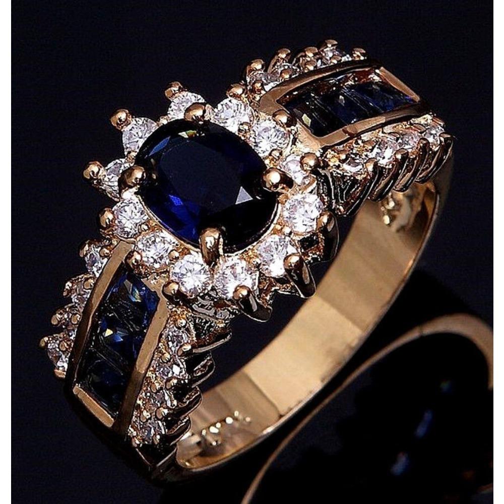

Luxury Inlaid Blue and Red Zircon Ring, E-commerce European and American Fashion Men s and Women s Rings No. 5