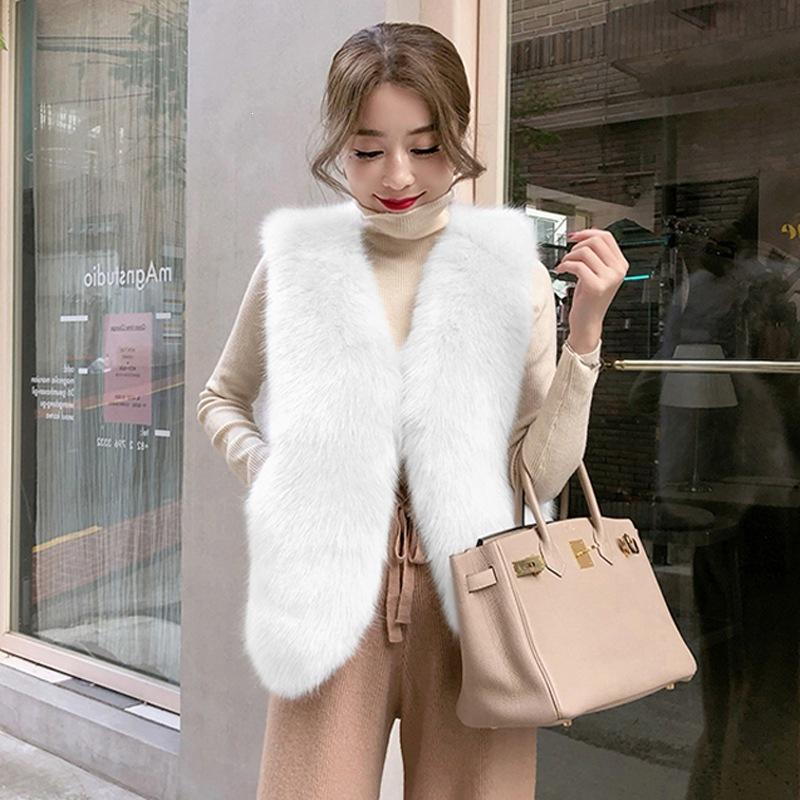 Winter Small New Collar Imitation Fox Fur Korean Version Versatile Simple Short Fur Vest Woman