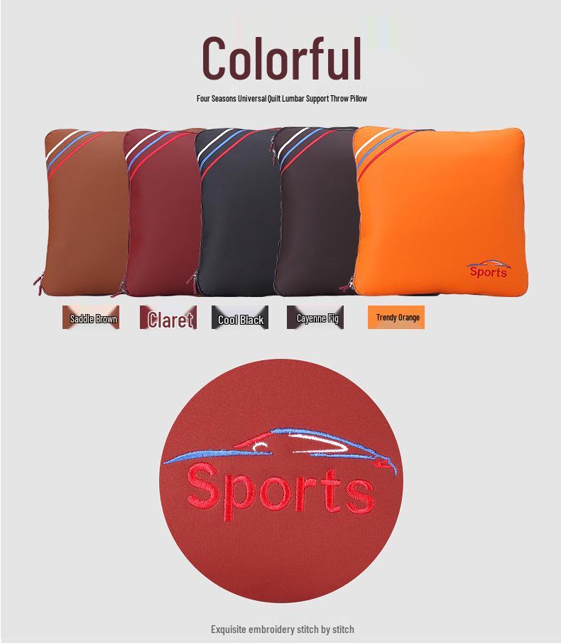 Versatile Car Air Conditioning Quilt, Cushion & Pillow: Dual-Use for Lumbar Support & Backrest, Fits Various Car Models