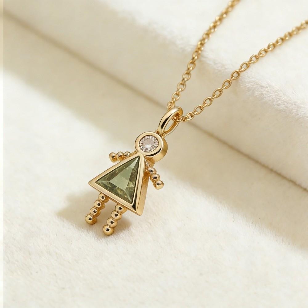

Zircon Couples Collar Copper Long Chain Choker New Birthstone Child-Shaped Necklace Unisex Girl November