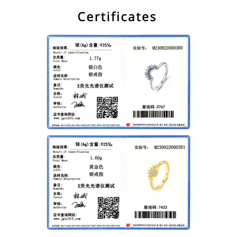 925 Silber Sonne und Mond Partnerring Set Himmelblau Funkelnde Zirkonia Ringe Versprechen Feiner Schmuck Geschenke für den Valentinstag