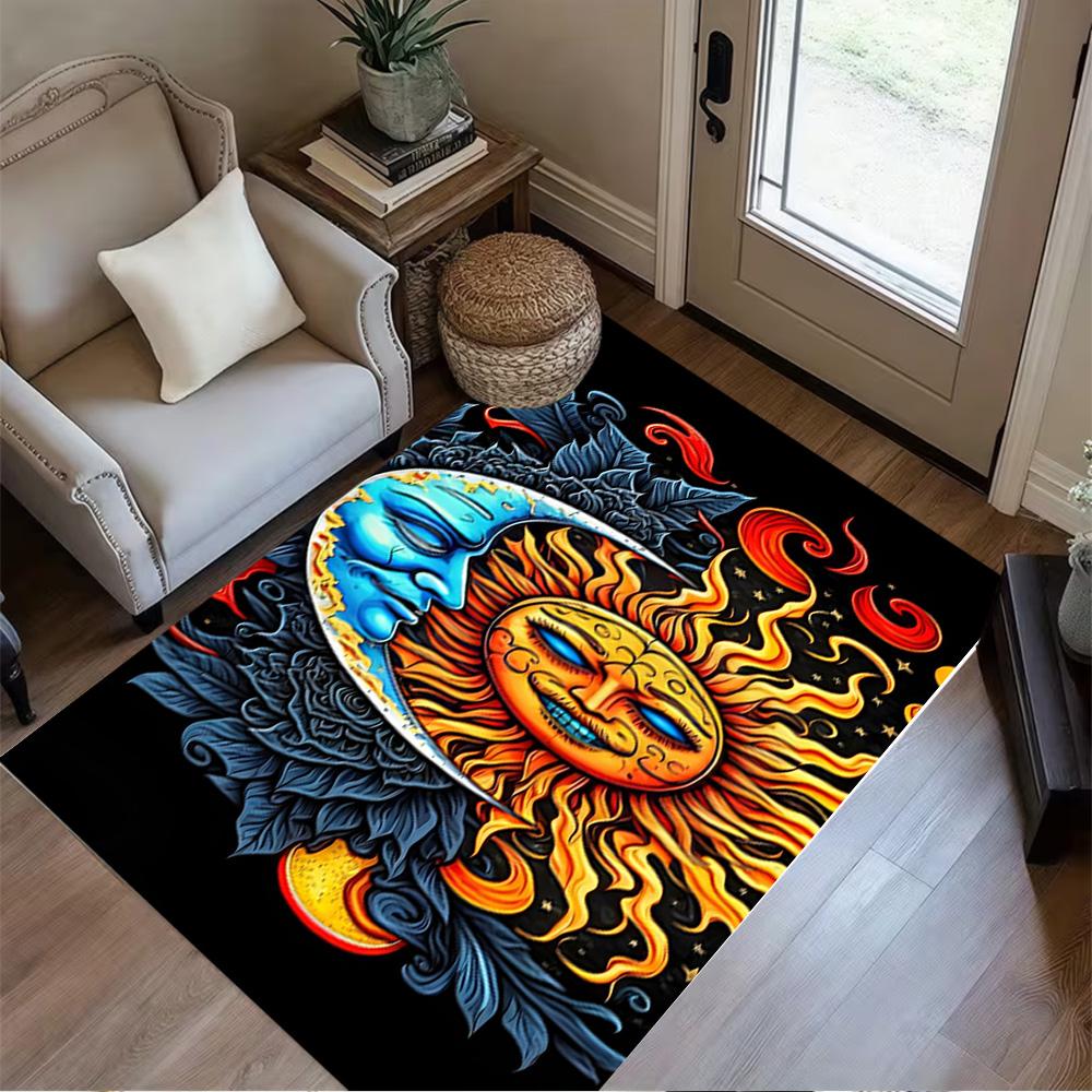 Sun and Moon Design Rug Home Carpet Non Slip Office Decor Gift Living Room Bedroom