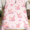 Pink Pig Bedding Set King Queen Sleeping Pig Duvet Cover For Kids Boys Girls Kawaii Animals Comforter Cover With 2 Pillowcases