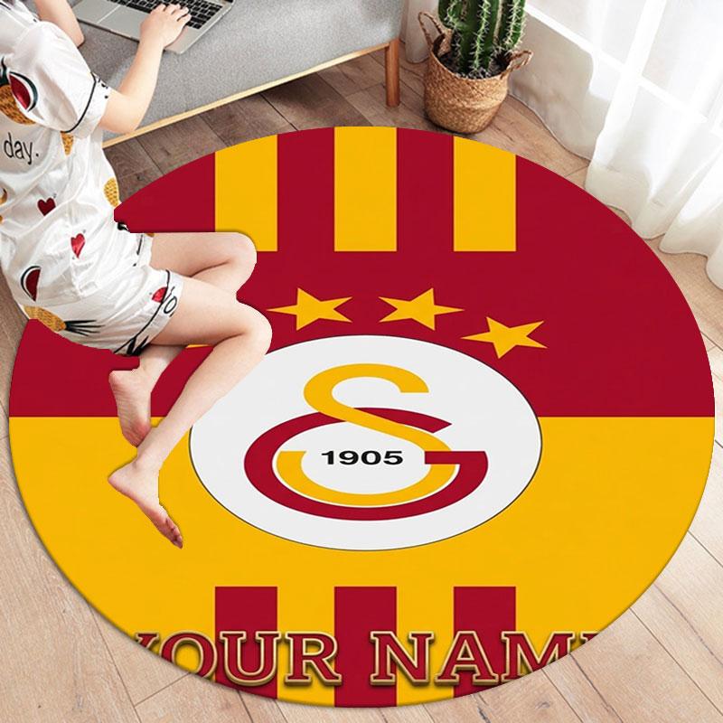 Galatasaray S Custom Name Round Area Rug,Carpet Rug for Living Room Bedroom Sofa Playroom Decor,Non-slip Floor Mat